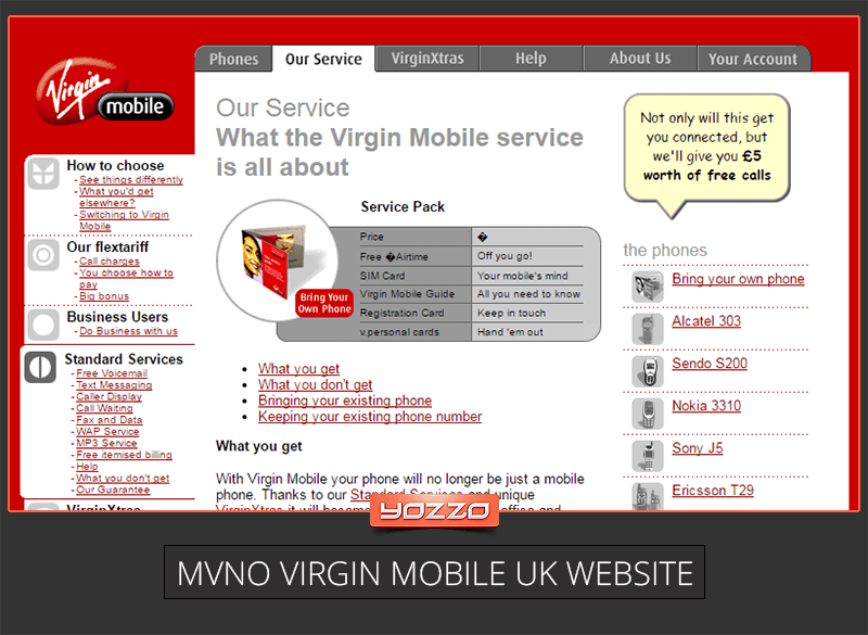 MVNO Virgin Mobile UK website early 2000's