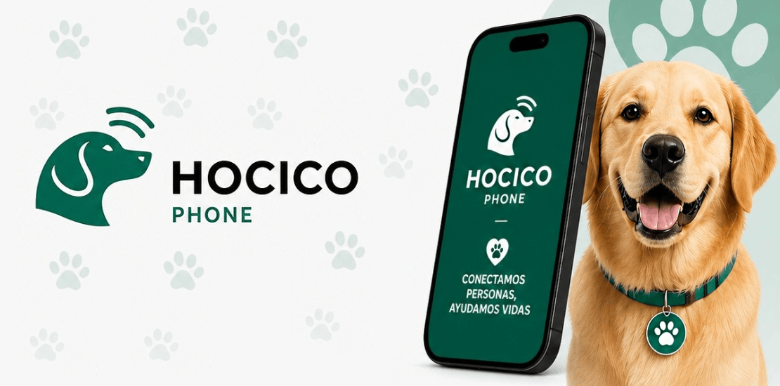 Hocico Phone mobile operator logo and mascot representing pet-friendly telecommunications